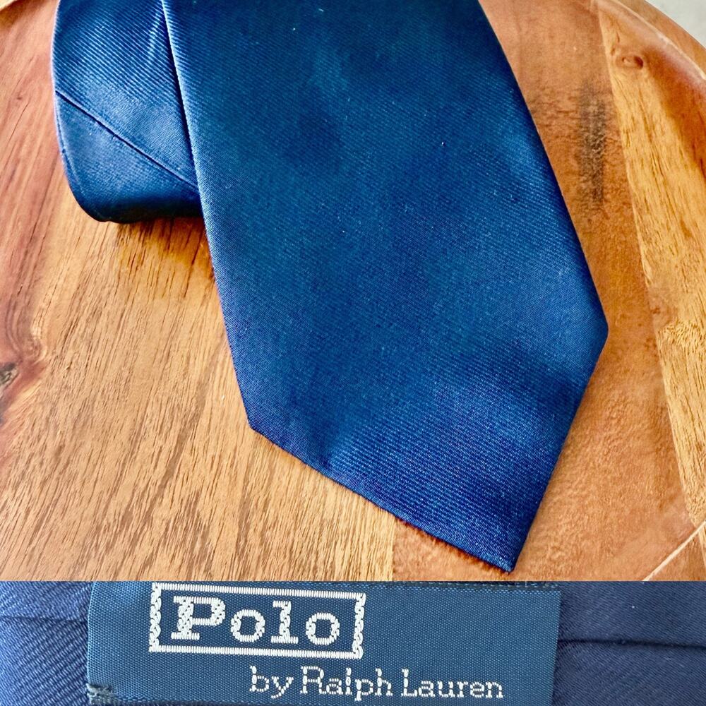 Ralph Lauren polo vintage navy blue handmade 100% silk tie